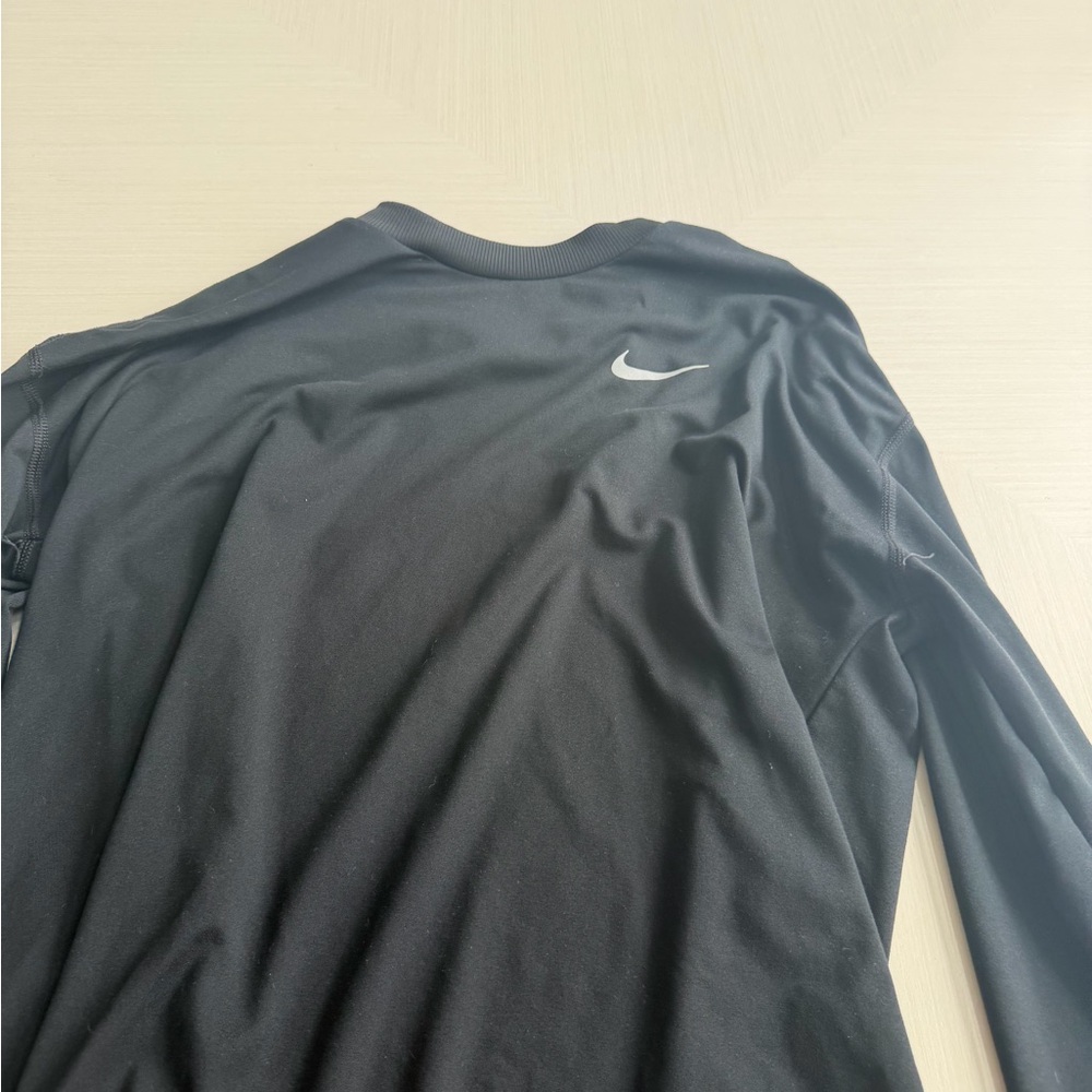 Nike Black Long-Sleeve Performance Top with White Swoosh